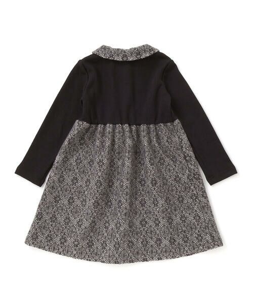 BeBe Petits Pois Vert / ベベ プチ ポワ ヴェール ミニ丈・ひざ丈ワンピース | ニットリブ+レース起毛ドッキング長袖ワンピース(95~150cm) | 詳細18