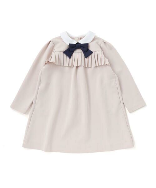 BeBe Petits Pois Vert / ベベ プチ ポワ ヴェール ミニ丈・ひざ丈ワンピース | ポンチ胸プリーツ長袖ワンピース(95~150cm) | 詳細4