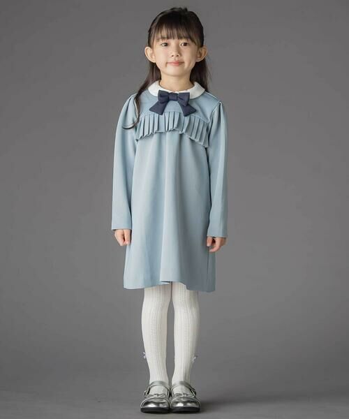 BeBe Petits Pois Vert / ベベ プチ ポワ ヴェール ミニ丈・ひざ丈ワンピース | ポンチ胸プリーツ長袖ワンピース(95~150cm) | 詳細15