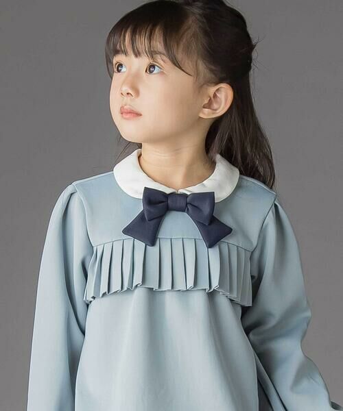 BeBe Petits Pois Vert / ベベ プチ ポワ ヴェール ミニ丈・ひざ丈ワンピース | ポンチ胸プリーツ長袖ワンピース(95~150cm) | 詳細16