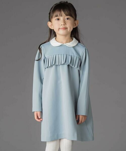 BeBe Petits Pois Vert / ベベ プチ ポワ ヴェール ミニ丈・ひざ丈ワンピース | ポンチ胸プリーツ長袖ワンピース(95~150cm) | 詳細18