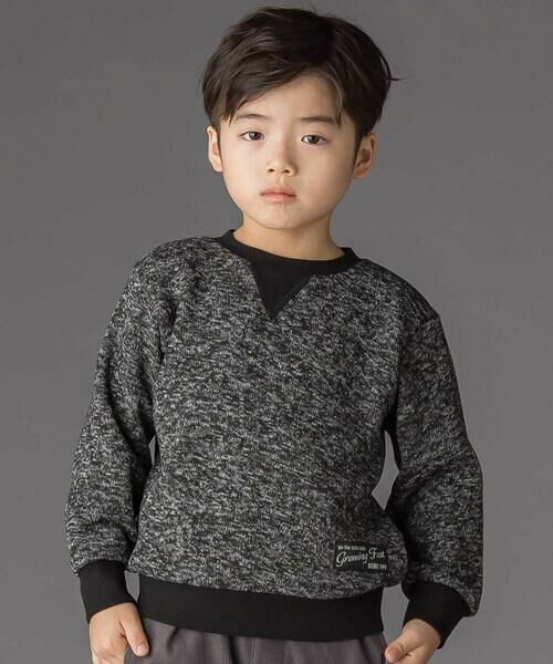 BeBe Petits Pois Vert / ベベ プチ ポワ ヴェール スウェット | まだら柄裏起毛トレーナー(95~150cm)(ブラック系)