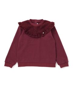 BeBe Petits Pois Vert / ベベ プチ ポワ ヴェール スウェット | ラメ起毛切り替え裏毛トレーナー(95~150cm)