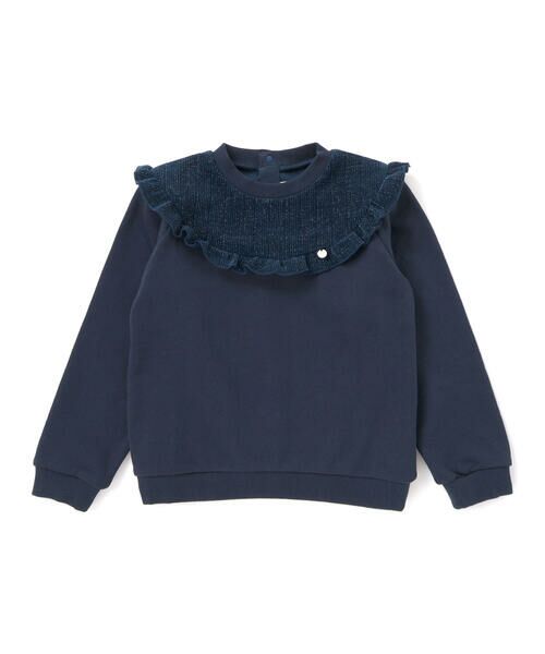 BeBe Petits Pois Vert / ベベ プチ ポワ ヴェール スウェット | ラメ起毛切り替え裏毛トレーナー(95~150cm) | 詳細5