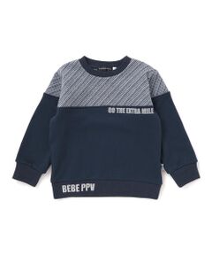 BeBe Petits Pois Vert / ベベ プチ ポワ ヴェール スウェット | 裏毛×斜めジャガード切り替えトレーナー(95~150cm)