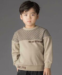 BeBe Petits Pois Vert / ベベ プチ ポワ ヴェール スウェット | 裏毛×斜めジャガード切り替えトレーナー(95~150cm)