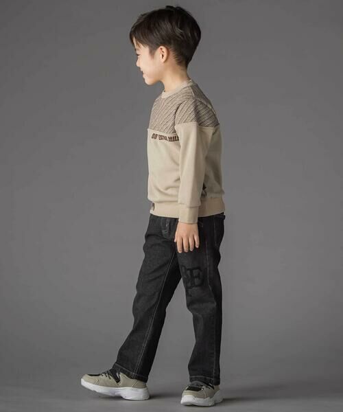 BeBe Petits Pois Vert / ベベ プチ ポワ ヴェール スウェット | 裏毛×斜めジャガード切り替えトレーナー(95~150cm) | 詳細11