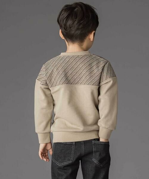 BeBe Petits Pois Vert / ベベ プチ ポワ ヴェール スウェット | 裏毛×斜めジャガード切り替えトレーナー(95~150cm) | 詳細12