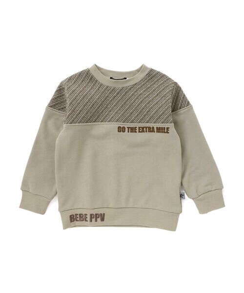 BeBe Petits Pois Vert / ベベ プチ ポワ ヴェール スウェット | 裏毛×斜めジャガード切り替えトレーナー(95~150cm) | 詳細14