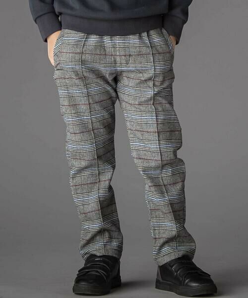 BeBe Petits Pois Vert/ベベ プチ ポワ ヴェール グレンチェック起毛ストレートパンツ(95~150cm) ブラック系 110cm
