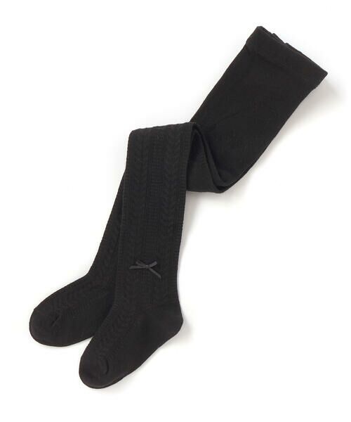 BeBe Petits Pois Vert / ベベ プチ ポワ ヴェール レギンス・スパッツ | 【店舗限定】リボン付きタイツ(95~125cm)(ブラック)