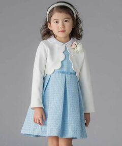 BeBe Petits Pois Vert / ベベ プチ ポワ ヴェール ドレス | 【店舗限定】ボレロ＋ジャンパースカート＋ブラウス3点セットアンサンブル(110~130cm)