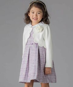 BeBe Petits Pois Vert / ベベ プチ ポワ ヴェール ドレス | 【店舗限定】ボレロ＋ジャンパースカート＋ブラウス3点セットアンサンブル(110~130cm)