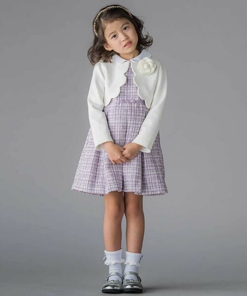 BeBe Petits Pois Vert / ベベ プチ ポワ ヴェール ドレス | 【店舗限定】ボレロ＋ジャンパースカート＋ブラウス3点セットアンサンブル(110~130cm) | 詳細15