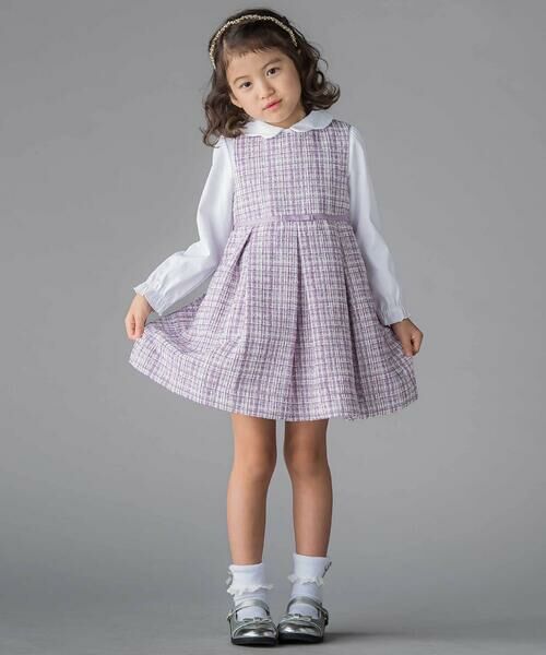 BeBe Petits Pois Vert / ベベ プチ ポワ ヴェール ドレス | 【店舗限定】ボレロ＋ジャンパースカート＋ブラウス3点セットアンサンブル(110~130cm) | 詳細17