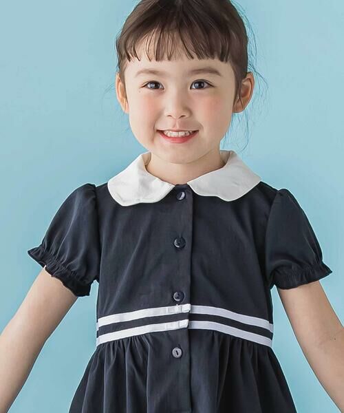 BeBe Petits Pois Vert / ベベ プチ ポワ ヴェール ミニ丈・ひざ丈ワンピース | 【店舗限定】リボン刺しゅう＆無地 襟付きワンピース(95〜150cm) | 詳細2