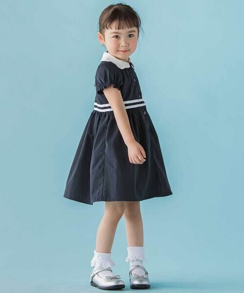 BeBe Petits Pois Vert / ベベ プチ ポワ ヴェール ミニ丈・ひざ丈ワンピース | 【店舗限定】リボン刺しゅう＆無地 襟付きワンピース(95〜150cm) | 詳細3