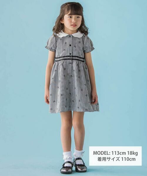 BeBe Petits Pois Vert / ベベ プチ ポワ ヴェール ミニ丈・ひざ丈ワンピース | 【店舗限定】リボン刺しゅう＆無地 襟付きワンピース(95〜150cm) | 詳細8