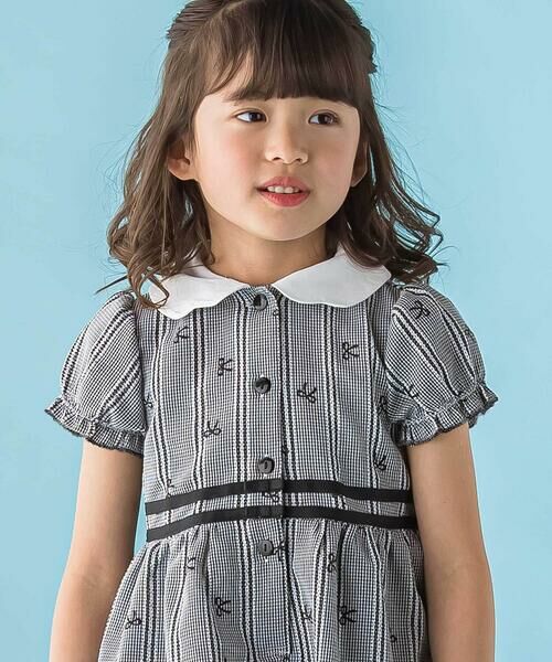 BeBe Petits Pois Vert / ベベ プチ ポワ ヴェール ミニ丈・ひざ丈ワンピース | 【店舗限定】リボン刺しゅう＆無地 襟付きワンピース(95〜150cm) | 詳細10
