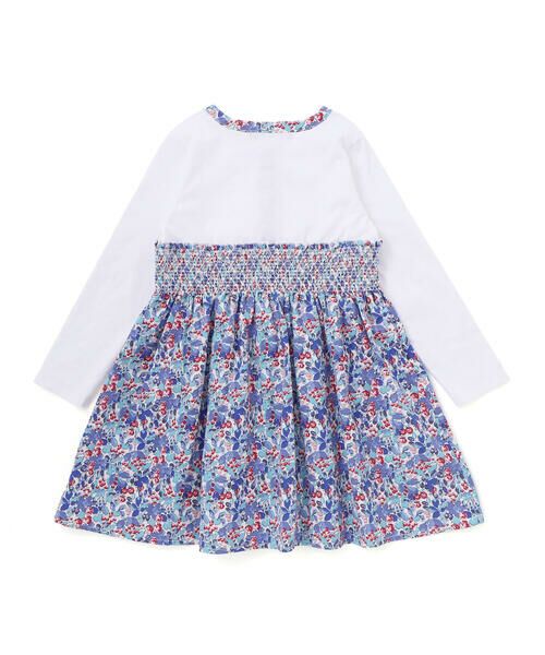 BeBe Petits Pois Vert / ベベ プチ ポワ ヴェール ミニ丈・ひざ丈ワンピース | 天竺+小花シャーリング長袖ワンピース(95~150cm) | 詳細5