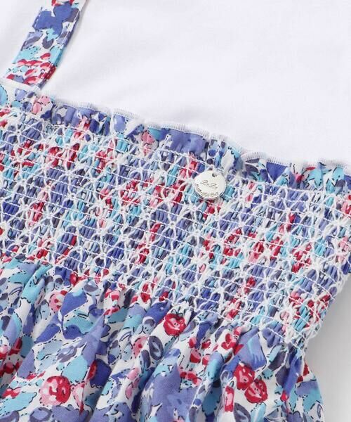 BeBe Petits Pois Vert / ベベ プチ ポワ ヴェール ミニ丈・ひざ丈ワンピース | 天竺+小花シャーリング長袖ワンピース(95~150cm) | 詳細9