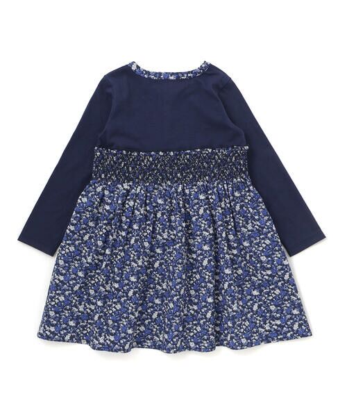 BeBe Petits Pois Vert / ベベ プチ ポワ ヴェール ミニ丈・ひざ丈ワンピース | 天竺+小花シャーリング長袖ワンピース(95~150cm) | 詳細17