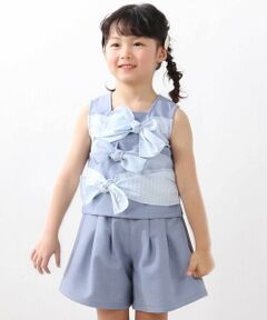 BeBe Petits Pois Vert / ベベ プチ ポワ ヴェール その他トップス | ストライプリボンセットアップ(95~150cm)