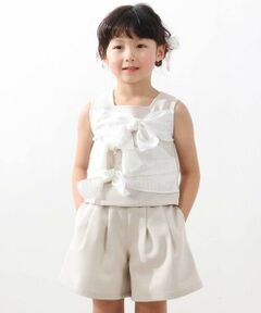 BeBe Petits Pois Vert / ベベ プチ ポワ ヴェール その他トップス | ストライプリボンセットアップ(95~150cm)