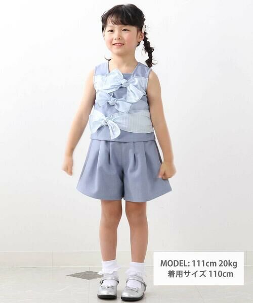 BeBe Petits Pois Vert / ベベ プチ ポワ ヴェール その他トップス | ストライプリボンセットアップ(95~150cm) | 詳細1