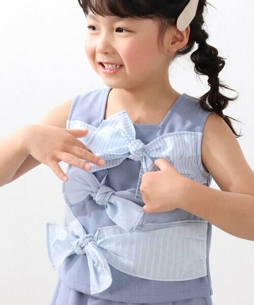 BeBe Petits Pois Vert / ベベ プチ ポワ ヴェール その他トップス | ストライプリボンセットアップ(95~150cm) | 詳細2