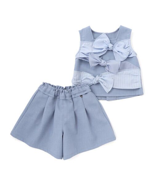 BeBe Petits Pois Vert / ベベ プチ ポワ ヴェール その他トップス | ストライプリボンセットアップ(95~150cm) | 詳細3