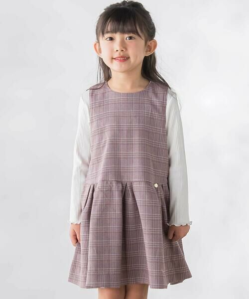 BeBe Petits Pois Vert / ベベ プチ ポワ ヴェール ミニ丈・ひざ丈ワンピース | カラフルツイードジャンスカ(95~150cm)(ピンク系)