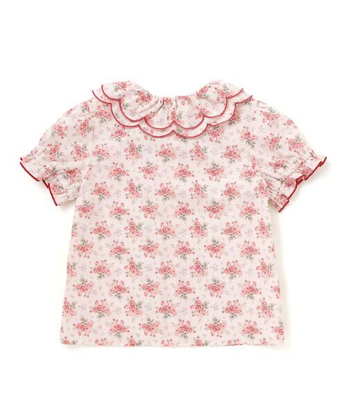 BeBe Petits Pois Vert / ベベ プチ ポワ ヴェール シャツ・ブラウス | バラ柄スカラップ襟半袖ブラウス(95~150cm) | 詳細4