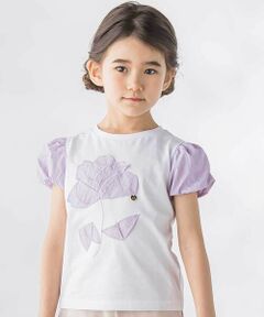 BeBe Petits Pois Vert / ベベ プチ ポワ ヴェール Tシャツ | お花パッチワーク半袖Tシャツ(95~160cm)