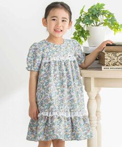 BeBe Petits Pois Vert / ベベ プチ ポワ ヴェール ミニ丈・ひざ丈ワンピース | 花刺しゅう＋花プリントワンピース(95~150cm)