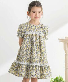 BeBe Petits Pois Vert / ベベ プチ ポワ ヴェール ミニ丈・ひざ丈ワンピース | 花刺しゅう＋花プリントワンピース(95~150cm)