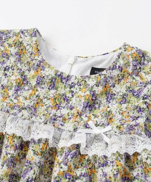 BeBe Petits Pois Vert / ベベ プチ ポワ ヴェール ミニ丈・ひざ丈ワンピース | 花刺しゅう＋花プリントワンピース(95~150cm) | 詳細10