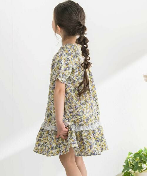 BeBe Petits Pois Vert / ベベ プチ ポワ ヴェール ミニ丈・ひざ丈ワンピース | 花刺しゅう＋花プリントワンピース(95~150cm) | 詳細6