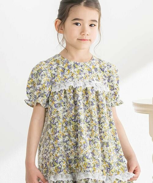 BeBe Petits Pois Vert / ベベ プチ ポワ ヴェール ミニ丈・ひざ丈ワンピース | 花刺しゅう＋花プリントワンピース(95~150cm) | 詳細7