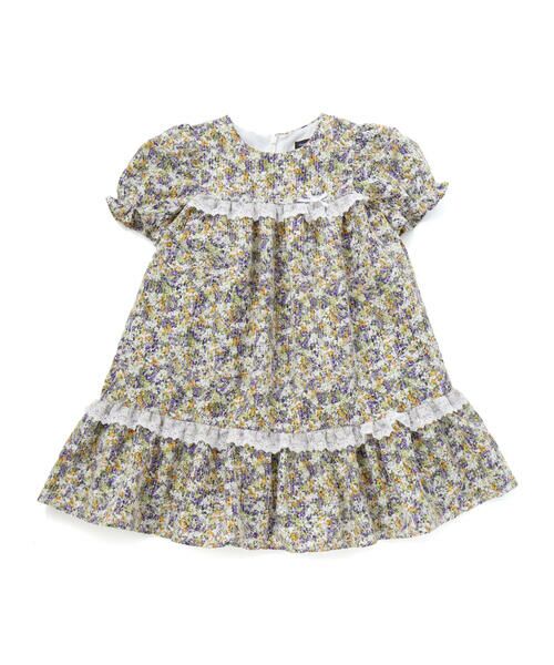 BeBe Petits Pois Vert / ベベ プチ ポワ ヴェール ミニ丈・ひざ丈ワンピース | 花刺しゅう＋花プリントワンピース(95~150cm) | 詳細8