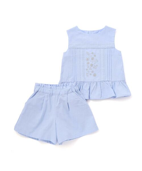 BeBe Petits Pois Vert / ベベ プチ ポワ ヴェール その他トップス | 刺しゅう入り花柄ブラウス＋キュロットセット(95~150cm) | 詳細10