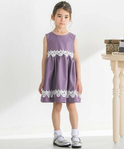 BeBe Petits Pois Vert / ベベ プチ ポワ ヴェール ミニ丈・ひざ丈ワンピース | レースポイント・キラキラジャンスカ(95~150cm) | 詳細8