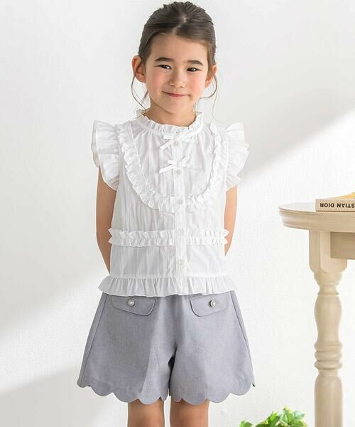 BeBe Petits Pois Vert / ベベ プチ ポワ ヴェール シャツ・ブラウス | ダブルリボンメロウブラウス(95~150cm) | 詳細2