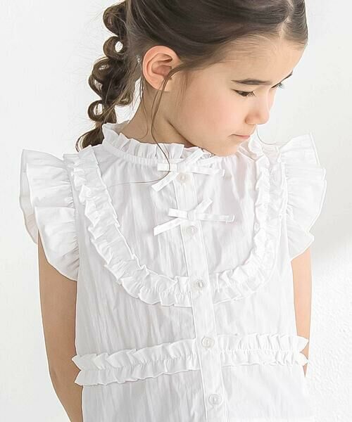 BeBe Petits Pois Vert / ベベ プチ ポワ ヴェール シャツ・ブラウス | ダブルリボンメロウブラウス(95~150cm) | 詳細3