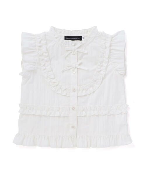 BeBe Petits Pois Vert / ベベ プチ ポワ ヴェール シャツ・ブラウス | ダブルリボンメロウブラウス(95~150cm) | 詳細5