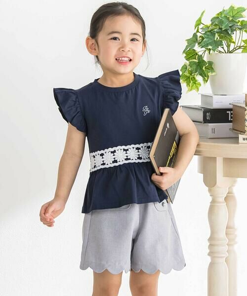 BeBe Petits Pois Vert / ベベ プチ ポワ ヴェール ショート・ハーフ・半端丈パンツ | ツイード・スカラップショートパンツ(95~160cm) | 詳細2