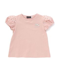 BeBe Petits Pois Vert / ベベ プチ ポワ ヴェール Tシャツ | 袖花オーガンジー切り替えトップス(95~160cm)