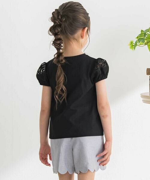 BeBe Petits Pois Vert / ベベ プチ ポワ ヴェール Tシャツ | 袖花オーガンジー切り替えトップス(95~160cm) | 詳細3