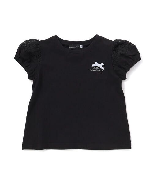 BeBe Petits Pois Vert / ベベ プチ ポワ ヴェール Tシャツ | 袖花オーガンジー切り替えトップス(95~160cm) | 詳細4