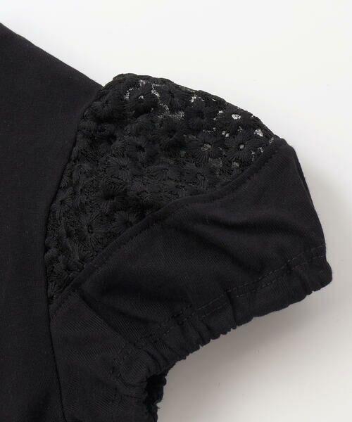 BeBe Petits Pois Vert / ベベ プチ ポワ ヴェール Tシャツ | 袖花オーガンジー切り替えトップス(95~160cm) | 詳細6